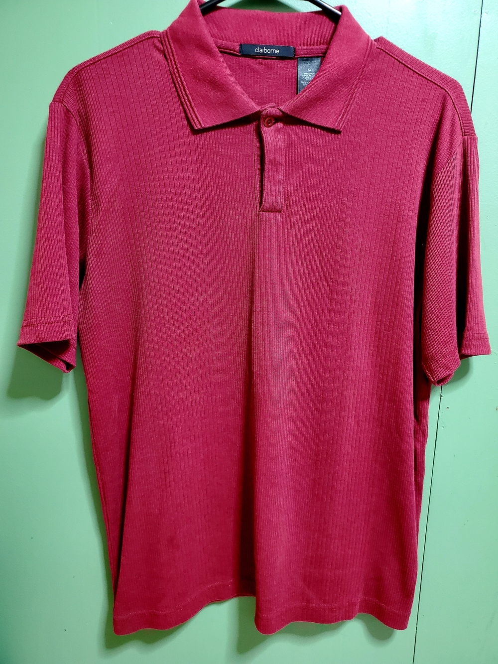 Claiborne Men's Deep Red Ribbed Polo